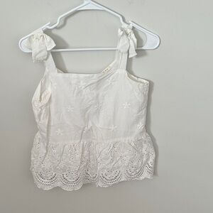 White Lace Trim Women’s Top